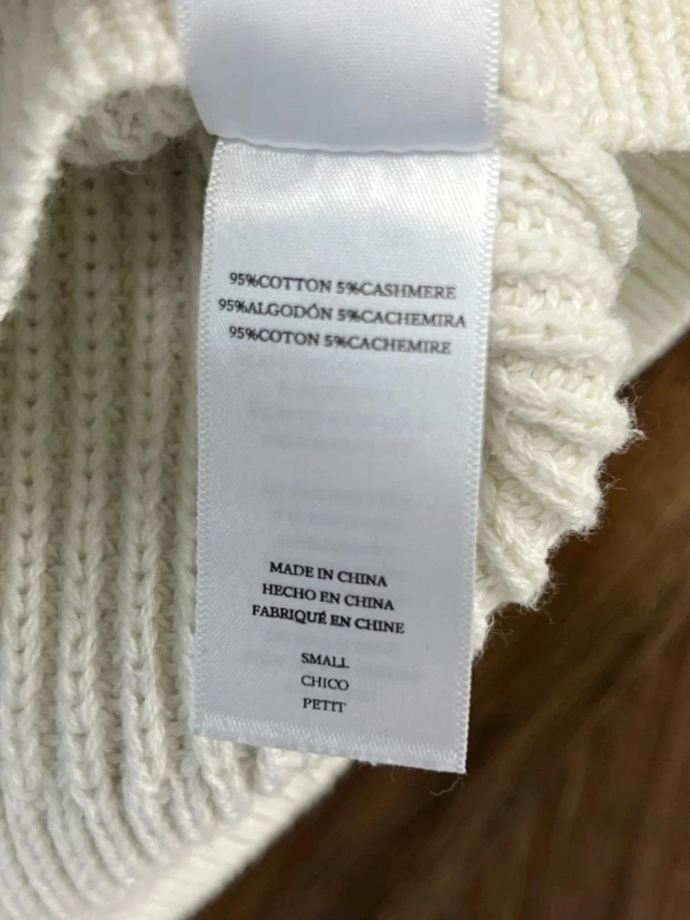 Rails Designer Chandler Classic Cotton/Cashmere Sweater Vest Cream Size Small